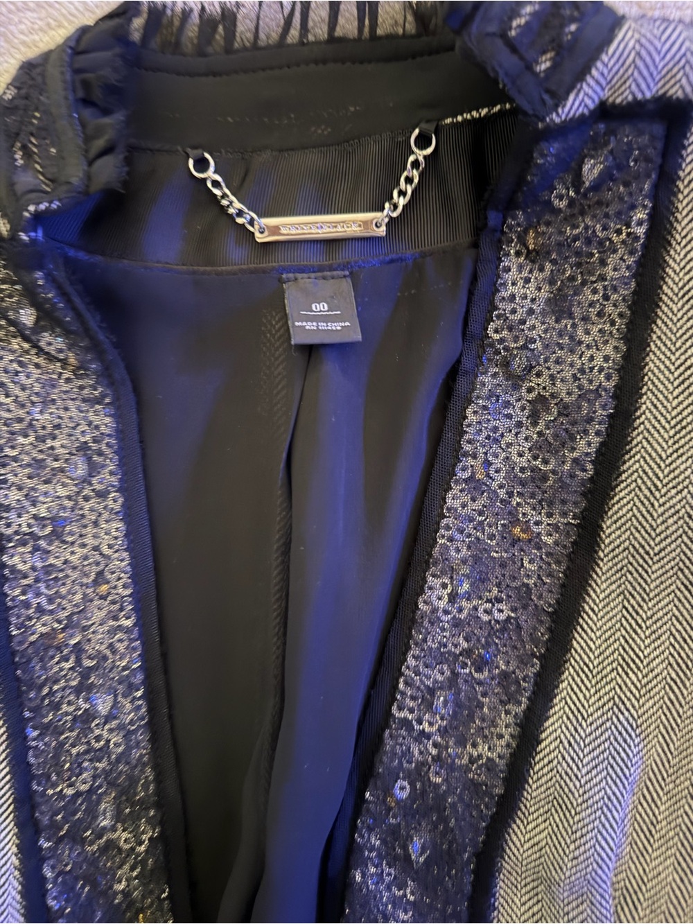 WHBM || Gray Jacket with Black Sequin Trim - Picture 6 of 6